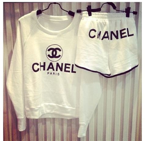 white coco chanel sweater|Coco Chanel sweat suits women.